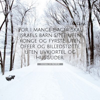 Picture 07 - Hosea 3:4 NORSK - For i mange dager skal Israels barn sitte uten - Bible Verse Picture
