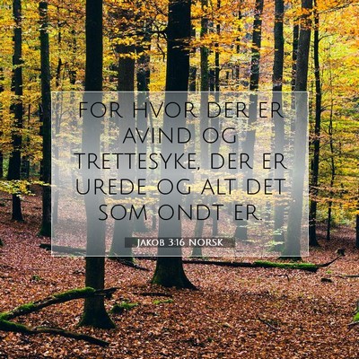 Picture 07 - Jakob 3:16 NORSK - for hvor der er avind og trettesyke, der er urede - Bible Verse Picture