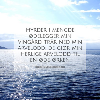 Picture 07 - Jeremia 12:10 NORSK - Hyrder i mengde ødelegger min vingård, trår - Bible Verse Picture