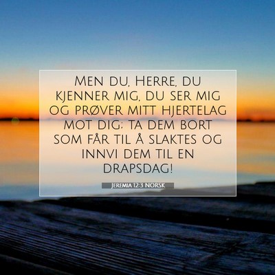 Picture 07 - Jeremia 12:3 NORSK - Men du, Herre, du kjenner mig, du ser mig og - Bible Verse Picture