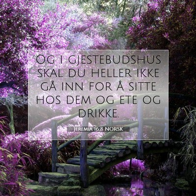 Picture 07 - Jeremia 16:8 NORSK - Og i gjestebudshus skal du heller ikke gå inn - Bible Verse Picture