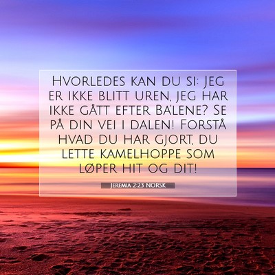 Picture 07 - Jeremia 2:23 NORSK - Hvorledes kan du si: Jeg er ikke blitt uren, jeg - Bible Verse Picture