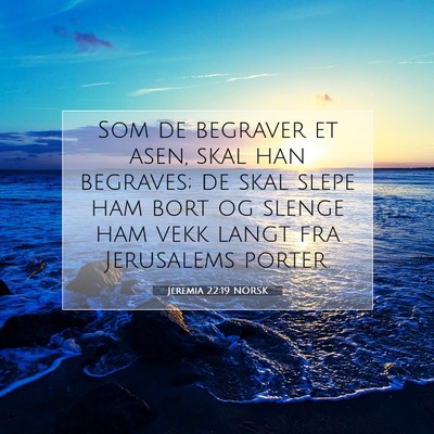 Picture 07 - Jeremia 22:19 NORSK - Som de begraver et asen, skal han begraves; de - Bible Verse Picture