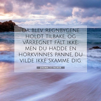 Picture 07 - Jeremia 3:3 NORSK - Da blev regnbygene holdt tilbake, og vårregnet - Bible Verse Picture