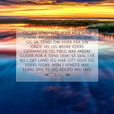 Picture 07 - Jeremia 35:15 NORSK - Og jeg sendte til eder alle mine tjenere, - Bible Verse Picture