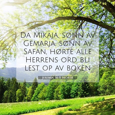 Picture 07 - Jeremia 36:11 NORSK - Da Mikaja, sønn av Gemarja, sønn av Safan, - Bible Verse Picture
