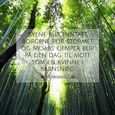 Picture 07 - Jeremia 48:41 NORSK - Byene blir inntatt, borgene blir stormet, og - Bible Verse Picture