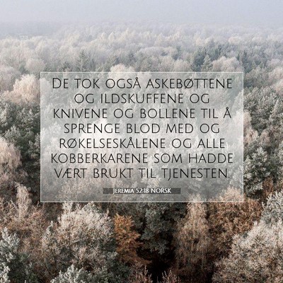 Picture 07 - Jeremia 52:18 NORSK - De tok også askebøttene og ildskuffene og - Bible Verse Picture