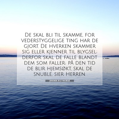Picture 07 - Jeremia 8:12 NORSK - De skal bli til skamme, for vederstyggelige ting - Bible Verse Picture