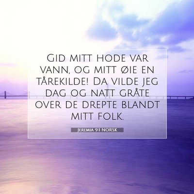 Picture 07 - Jeremia 9:1 NORSK - Gid mitt hode var vann, og mitt øie en - Bible Verse Picture