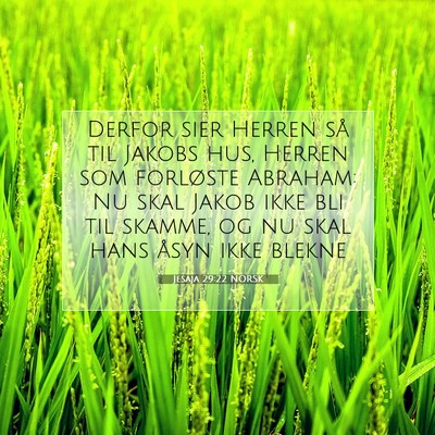 Picture 07 - Jesaja 29:22 NORSK - Derfor sier Herren så til Jakobs hus, Herren som - Bible Verse Picture