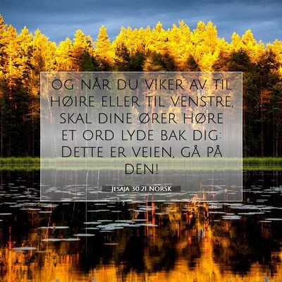 Picture 07 - Jesaja 30:21 NORSK - og når du viker av til høire eller til venstre, - Bible Verse Picture