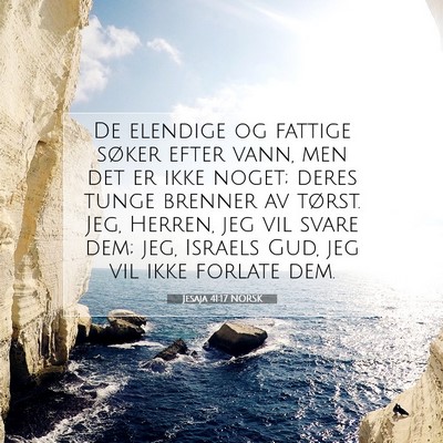 Picture 07 - Jesaja 41:17 NORSK - De elendige og fattige søker efter vann, men det - Bible Verse Picture
