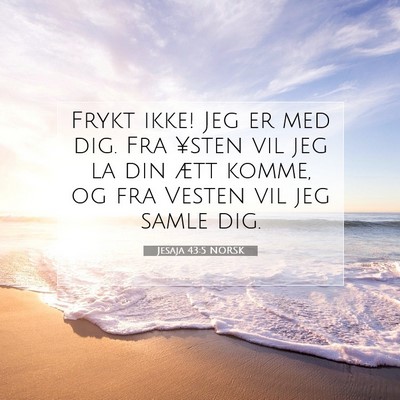 Picture 07 - Jesaja 43:5 NORSK - Frykt ikke! Jeg er med dig. Fra ¥sten vil jeg la - Bible Verse Picture