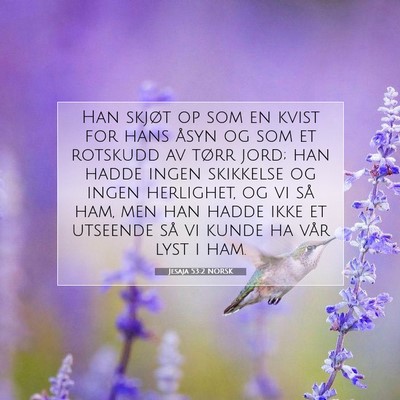 Picture 07 - Jesaja 53:2 NORSK - Han skjøt op som en kvist for hans åsyn og som - Bible Verse Picture