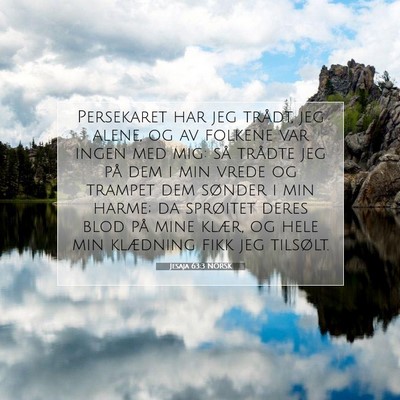 Picture 07 - Jesaja 63:3 NORSK - Persekaret har jeg trådt, jeg alene, og av - Bible Verse Picture