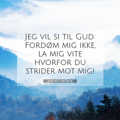 Picture 07 - Job 10:2 NORSK - Jeg vil si til Gud: Fordøm mig ikke, la mig vite - Bible Verse Picture