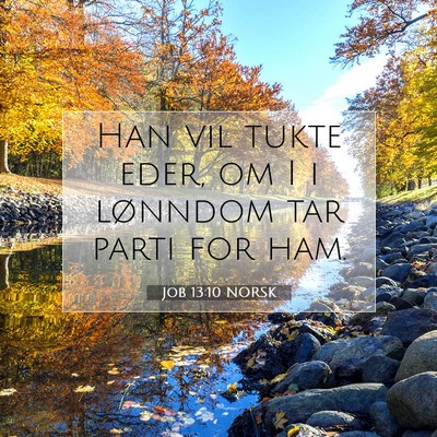 Picture 07 - Job 13:10 NORSK - Han vil tukte eder, om I i lønndom tar parti for - Bible Verse Picture