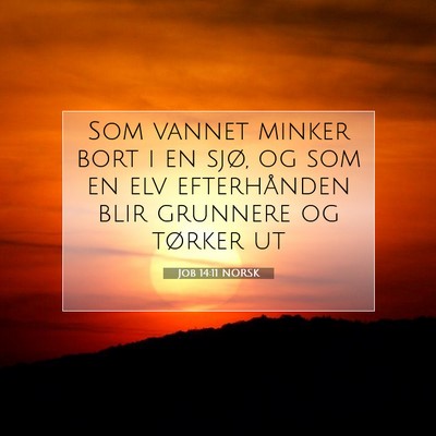 Picture 07 - Job 14:11 NORSK - Som vannet minker bort i en sjø, og som en elv - Bible Verse Picture
