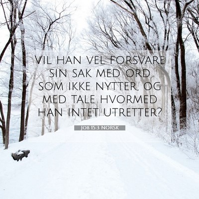 Picture 07 - Job 15:3 NORSK - Vil han vel forsvare sin sak med ord som ikke - Bible Verse Picture