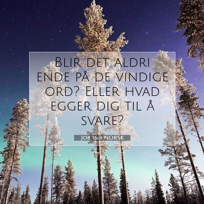 Picture 07 - Job 16:3 NORSK - Blir det aldri ende på de vindige ord? Eller - Bible Verse Picture