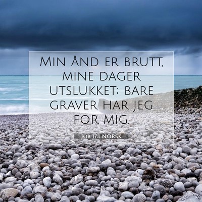 Picture 07 - Job 17:1 NORSK - Min ånd er brutt, mine dager utslukket; bare - Bible Verse Picture