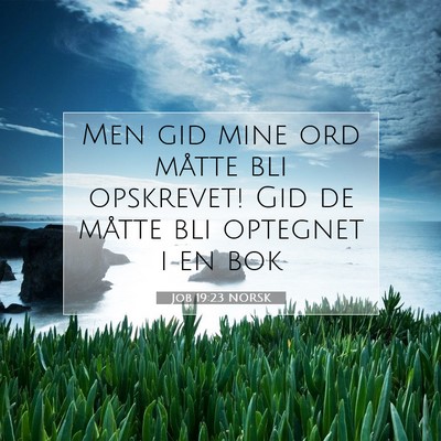 Picture 07 - Job 19:23 NORSK - Men gid mine ord måtte bli opskrevet! Gid de - Bible Verse Picture