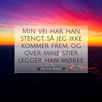 Picture 07 - Job 19:8 NORSK - Min vei har han stengt, så jeg ikke kommer frem, - Bible Verse Picture