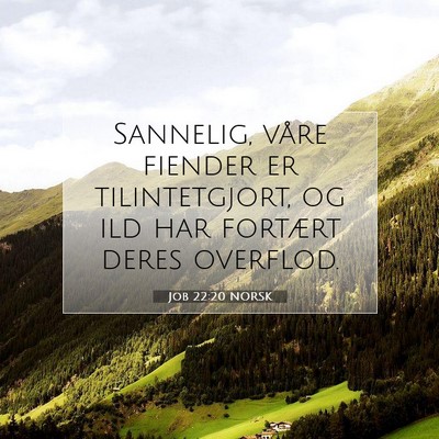 Picture 07 - Job 22:20 NORSK - Sannelig, våre fiender er tilintetgjort, og ild - Bible Verse Picture