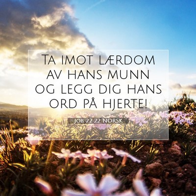 Picture 07 - Job 22:22 NORSK - Ta imot lærdom av hans munn og legg dig hans ord - Bible Verse Picture