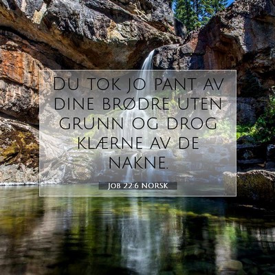 Picture 07 - Job 22:6 NORSK - Du tok jo pant av dine brødre uten grunn og drog - Bible Verse Picture
