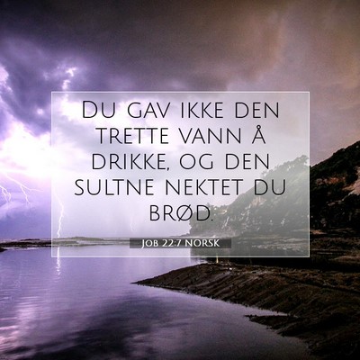 Picture 07 - Job 22:7 NORSK - Du gav ikke den trette vann å drikke, og den - Bible Verse Picture