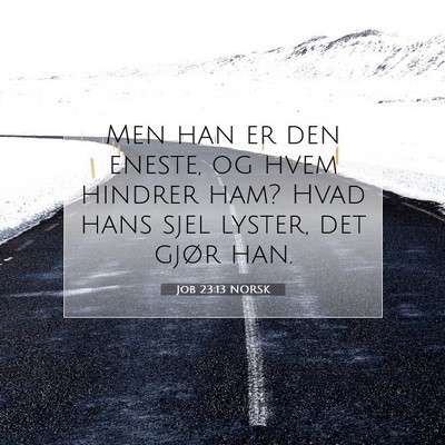 Picture 07 - Job 23:13 NORSK - Men han er den eneste, og hvem hindrer ham? Hvad - Bible Verse Picture