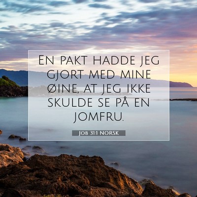 Picture 07 - Job 31:1 NORSK - En pakt hadde jeg gjort med mine øine, at jeg - Bible Verse Picture