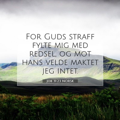 Picture 07 - Job 31:23 NORSK - For Guds straff fylte mig med redsel, og mot hans - Bible Verse Picture