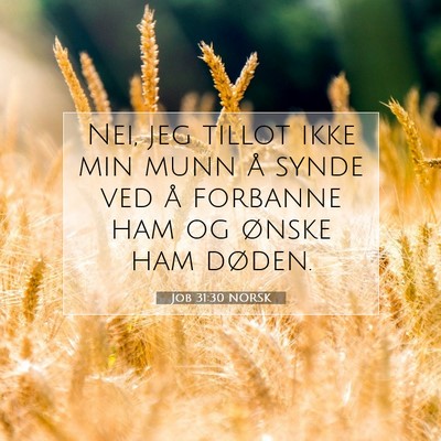 Picture 07 - Job 31:30 NORSK - Nei, jeg tillot ikke min munn å synde ved å - Bible Verse Picture