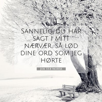 Picture 07 - Job 33:8 NORSK - Sannelig, du har sagt i mitt nærvær, så lød - Bible Verse Picture