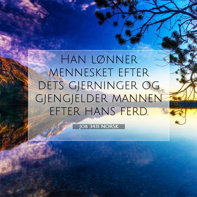 Picture 07 - Job 34:11 NORSK - Han lønner mennesket efter dets gjerninger og - Bible Verse Picture