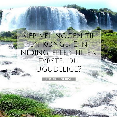 Picture 07 - Job 34:18 NORSK - Sier vel nogen til en konge: Din niding, eller - Bible Verse Picture