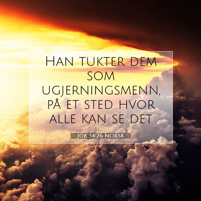Picture 07 - Job 34:26 NORSK - Han tukter dem som ugjerningsmenn, på et sted - Bible Verse Picture