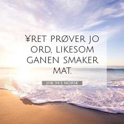 Picture 07 - Job 34:3 NORSK - ¥ret prøver jo ord, likesom ganen smaker - Bible Verse Picture