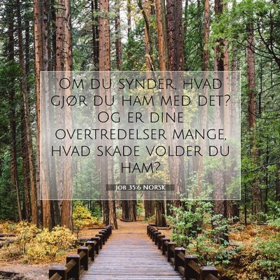 Picture 07 - Job 35:6 NORSK - Om du synder, hvad gjør du ham med det? Og er - Bible Verse Picture