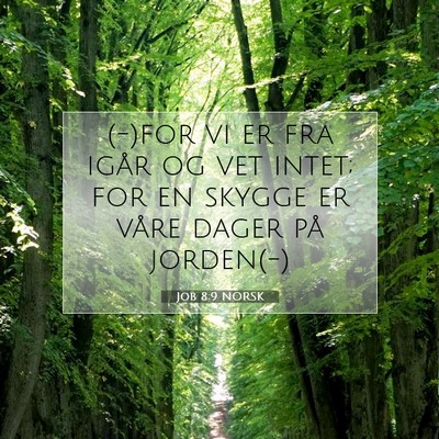 Picture 07 - Job 8:9 NORSK - (-)for vi er fra igår og vet intet; for en - Bible Verse Picture