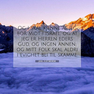 Picture 07 - Joel 2:27 NORSK - Og I skal kjenne at jeg bor midt i Israel, og at - Bible Verse Picture