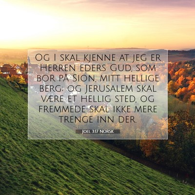 Picture 07 - Joel 3:17 NORSK - Og I skal kjenne at jeg er Herren eders Gud, som - Bible Verse Picture