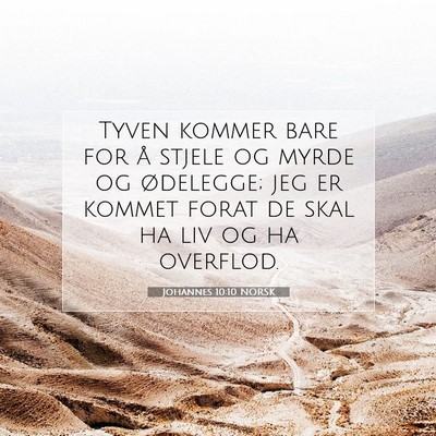 Picture 07 - Johannes 10:10 NORSK - Tyven kommer bare for å stjele og myrde og - Bible Verse Picture