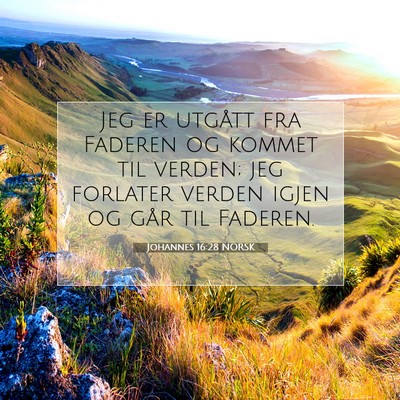 Picture 07 - Johannes 16:28 NORSK - Jeg er utgått fra Faderen og kommet til verden; - Bible Verse Picture