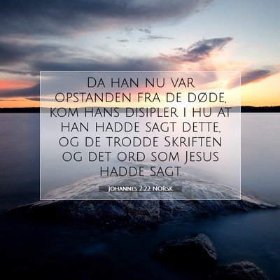Picture 07 - Johannes 2:22 NORSK - Da han nu var opstanden fra de døde, kom hans - Bible Verse Picture