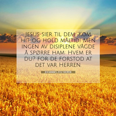 Picture 07 - Johannes 21:12 NORSK - Jesus sier til dem: Kom hit og hold måltid! Men - Bible Verse Picture