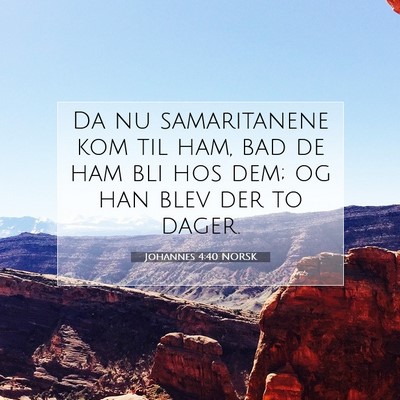 Picture 07 - Johannes 4:40 NORSK - Da nu samaritanene kom til ham, bad de ham bli - Bible Verse Picture